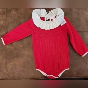 Fancy red knit onesie